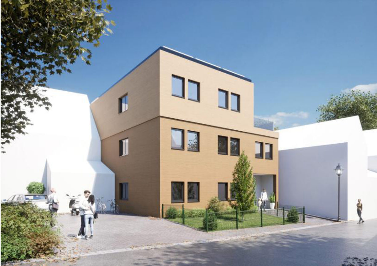 Straßenansicht des Mehrfamilienhauses (Visualisierung)